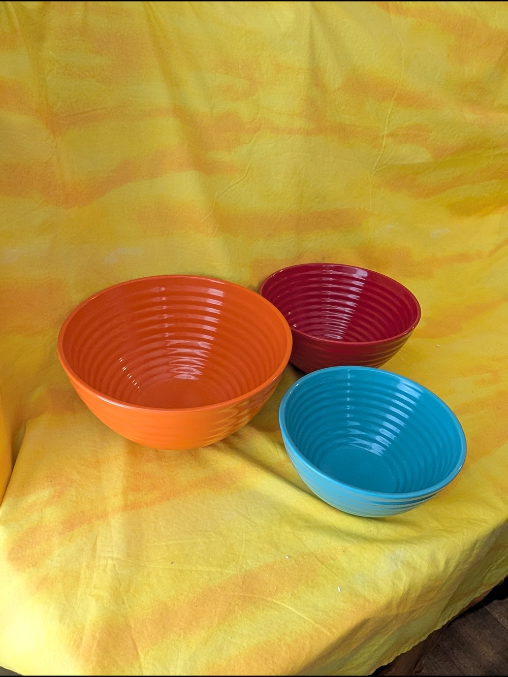 Pioneer Woman Flea Market Ribbed Ceramic Nesting Serving Bowls - Picture 4 of 11